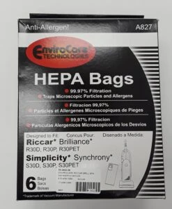 Envirocare Type R30 Brilliance & S30 Synchrony HEPA Media Bags (6-Pack) [A827]